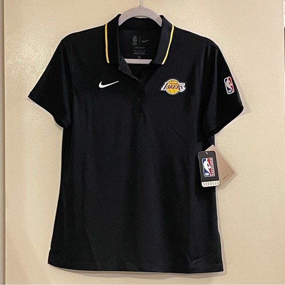 NIKE x NBA LAKERS Dri-Fit Basketball Polo Shirt in Black - Picture 1 of 4